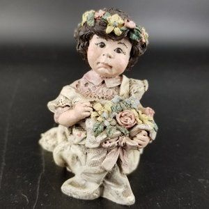 Sarah's Attic Figure Rachel Wedding Flower Girl Limited Edition #504 Dated 1990